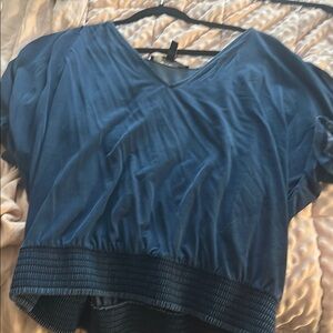 White House Black Market Blue Blouse 3/4 Sleeve Scoop Neck